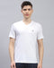 Men White Solid V Neck Half Sleeve T-Shirt