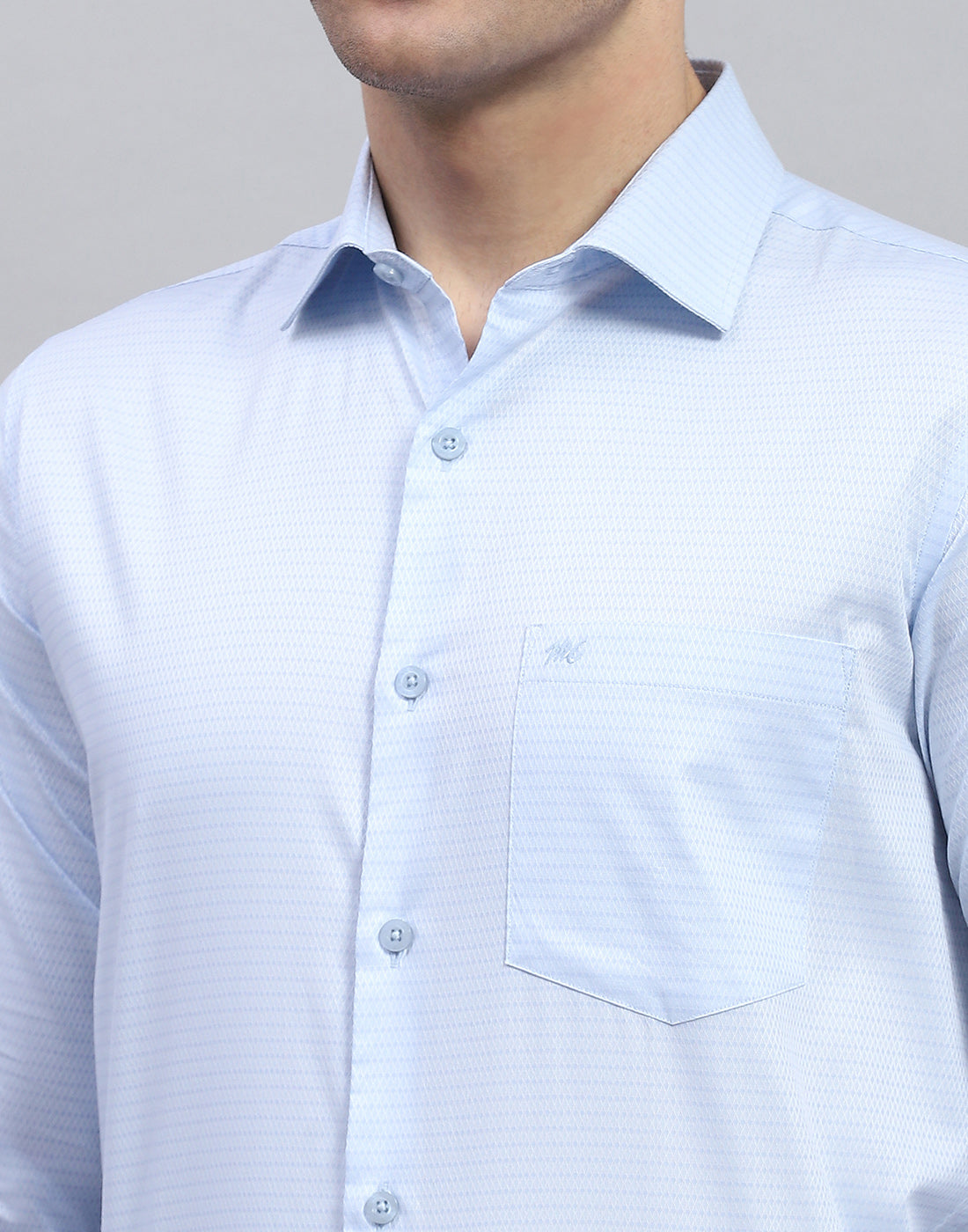 Men Blue Solid Spread Collar Full Sleeve Shirt