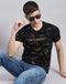 Men Black Printed Round Neck Half Sleeve T-Shirt