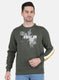 Men Olive Solid Sweatshirt