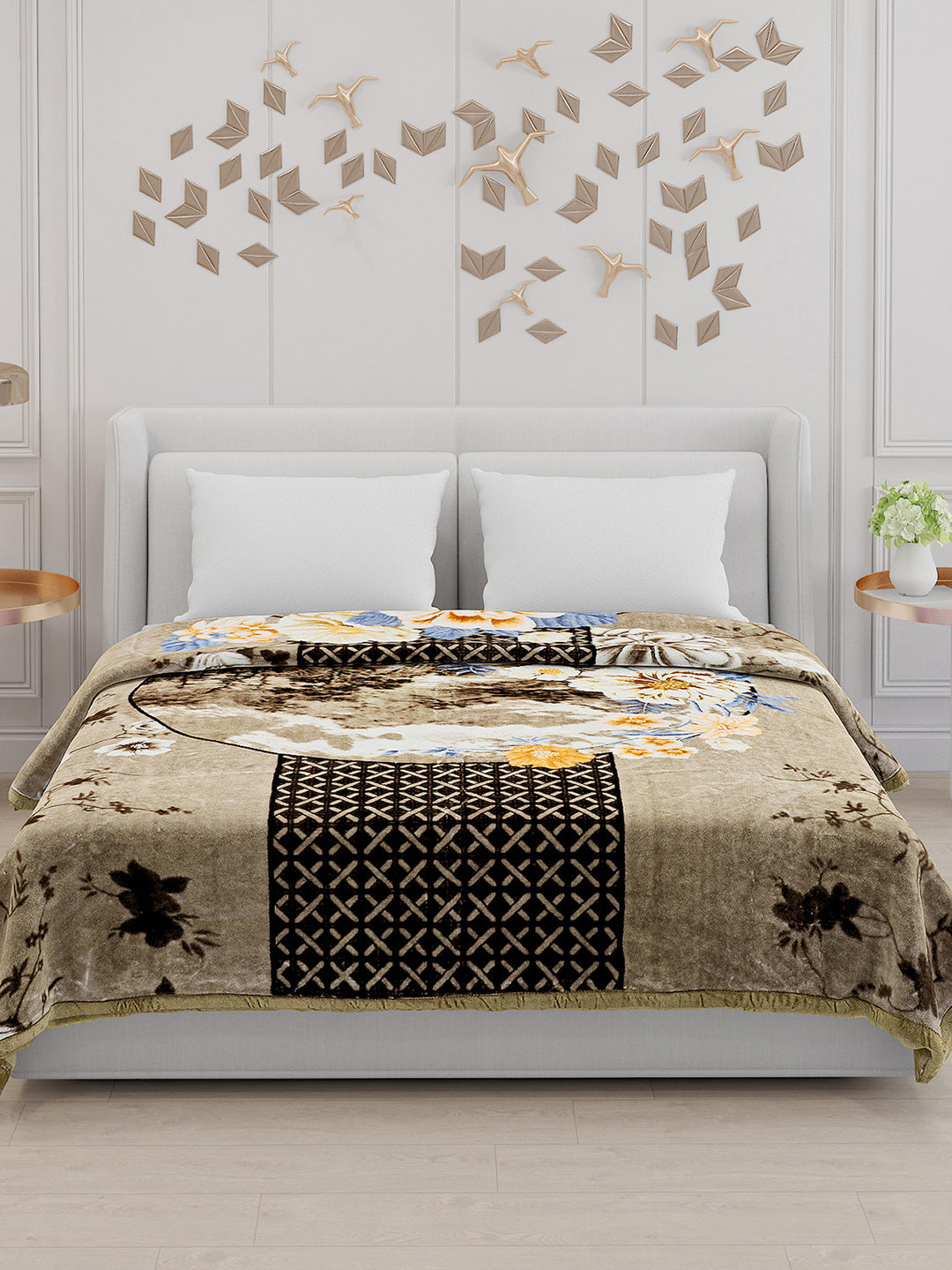 Printed Double Bed Blanket for Mild Winter -1 Ply