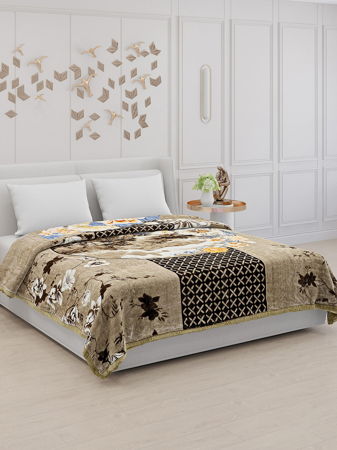 Printed Double Bed Blanket for Mild Winter -1 Ply