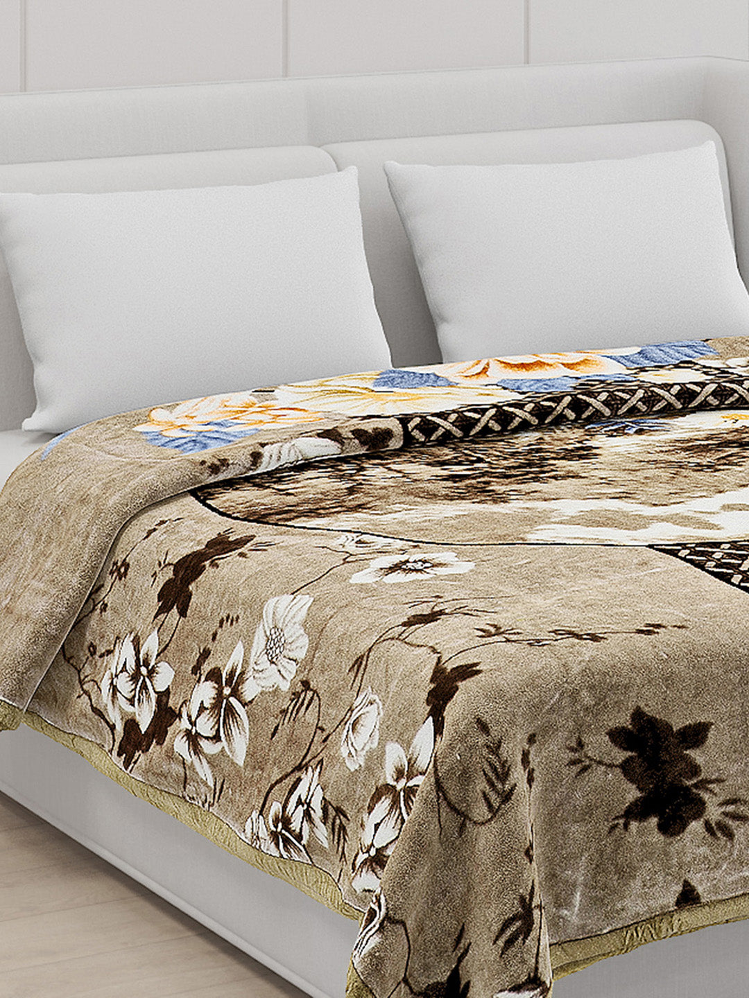 Printed Double Bed Blanket for Mild Winter -1 Ply