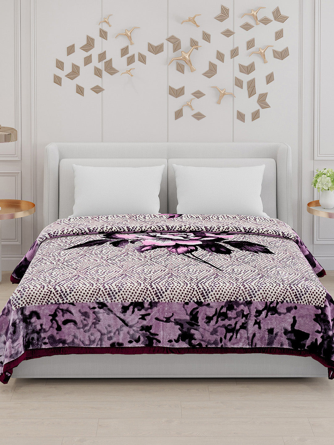 Printed Double Bed Blanket for Mild Winter -1 Ply