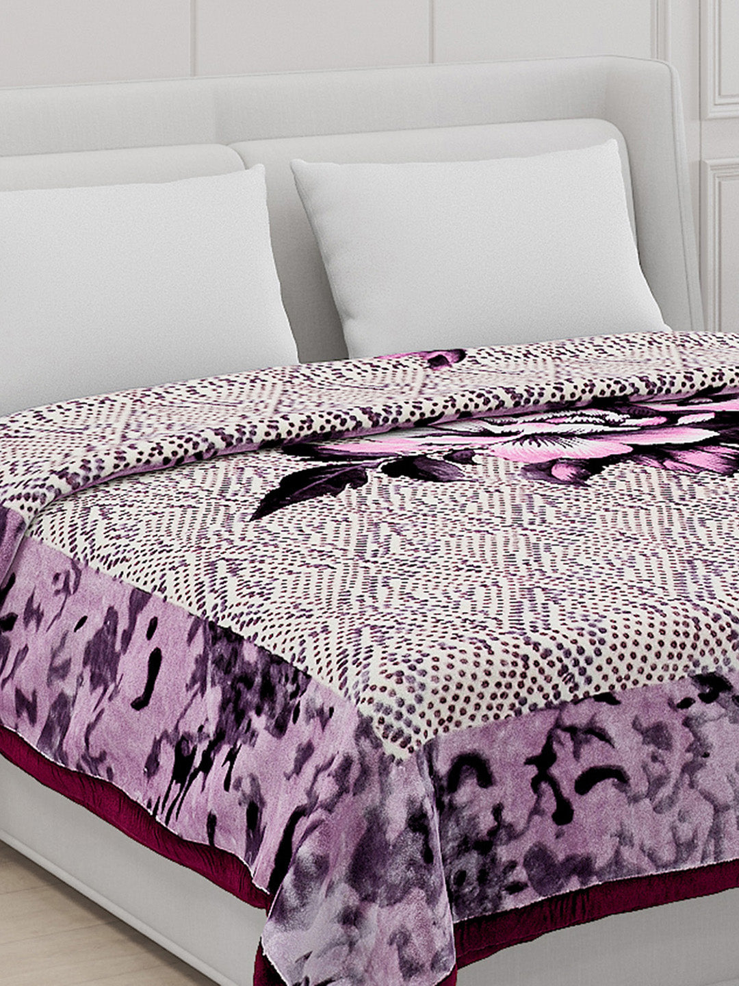 Printed Double Bed Blanket for Mild Winter -1 Ply