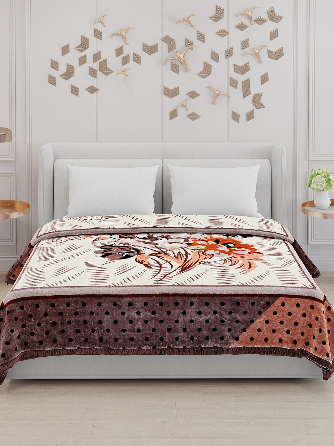 Printed Double Bed Blanket for Mild Winter -1 Ply