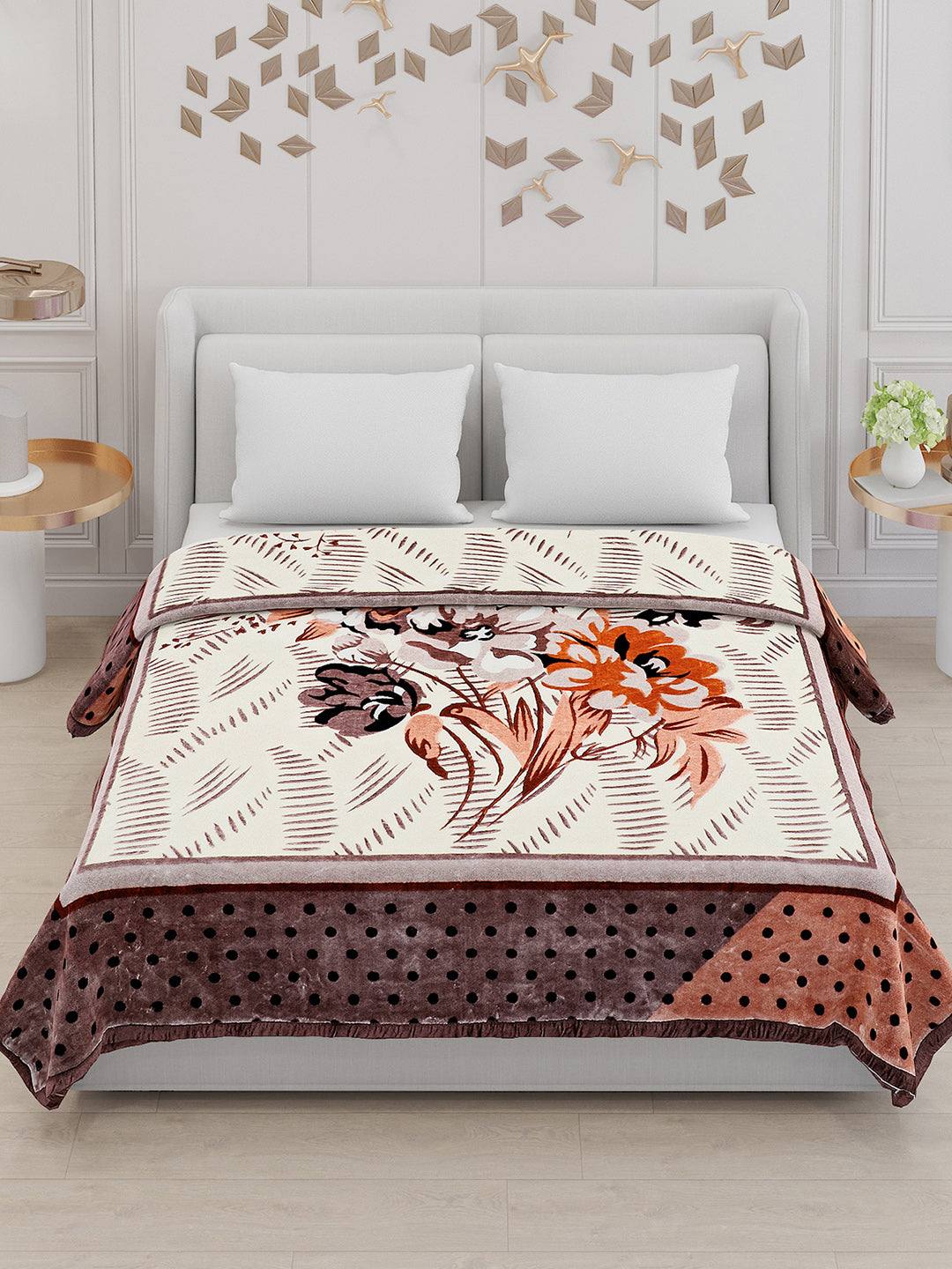 Printed Double Bed Blanket for Mild Winter -1 Ply