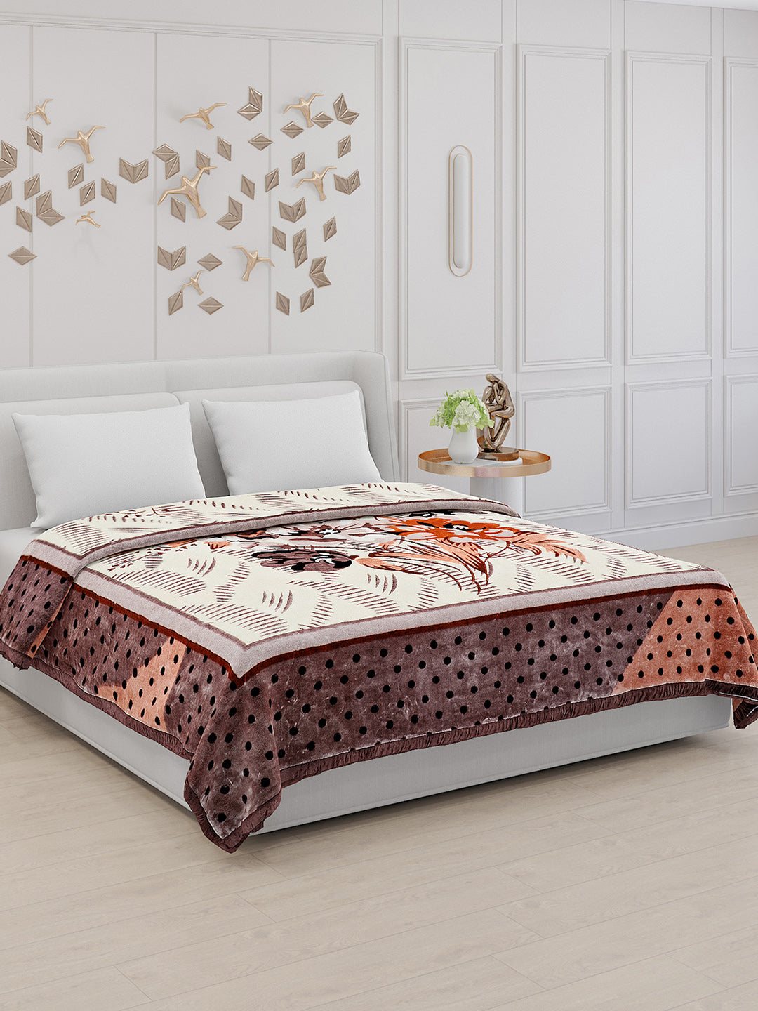 Printed Double Bed Blanket for Mild Winter -1 Ply