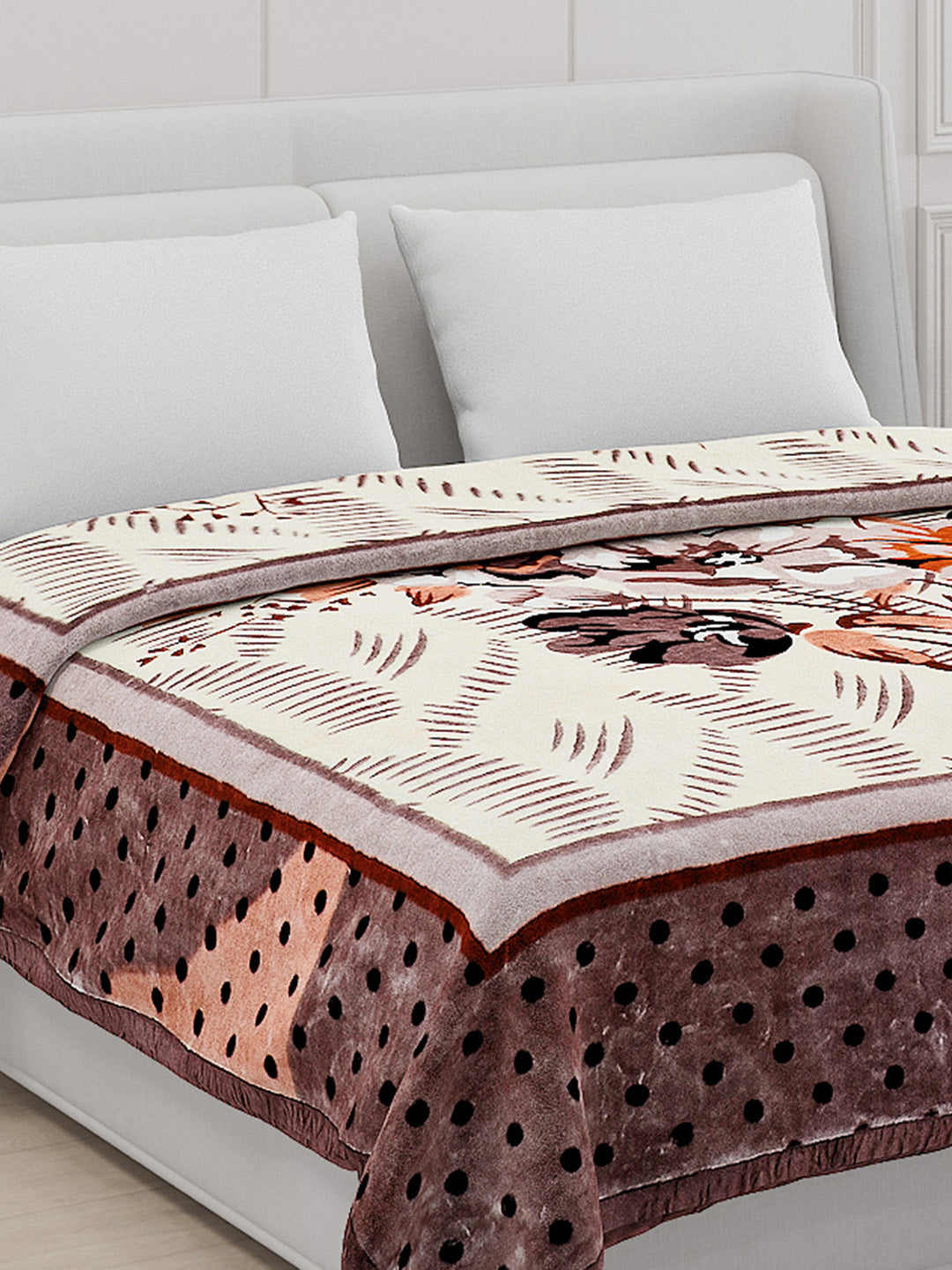 Printed Double Bed Blanket for Mild Winter -1 Ply