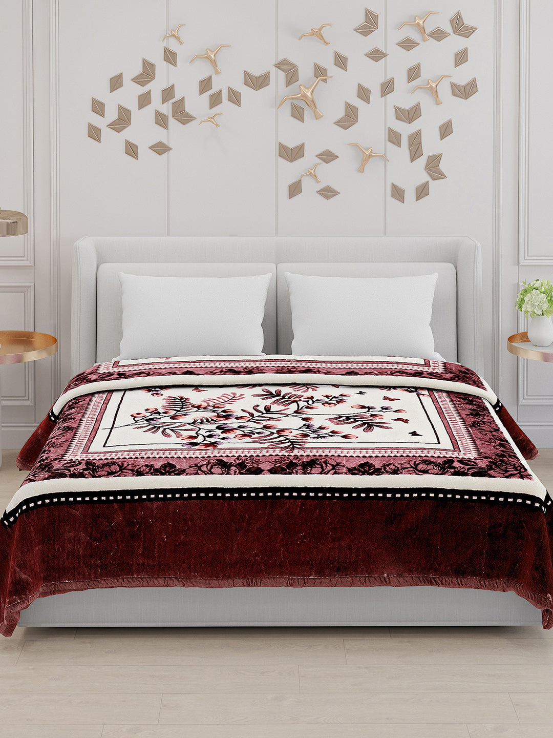 Printed Double Bed Blanket for Mild Winter -1 Ply