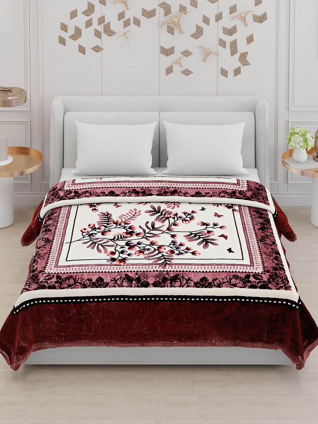 Printed Double Bed Blanket for Mild Winter -1 Ply