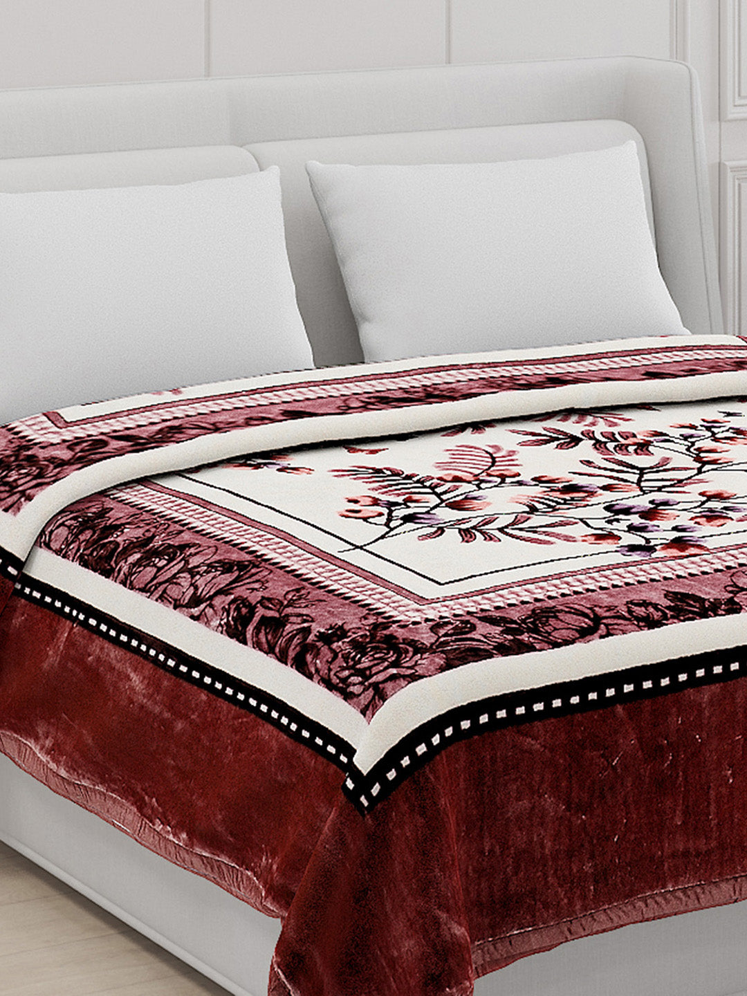 Printed Double Bed Blanket for Mild Winter -1 Ply