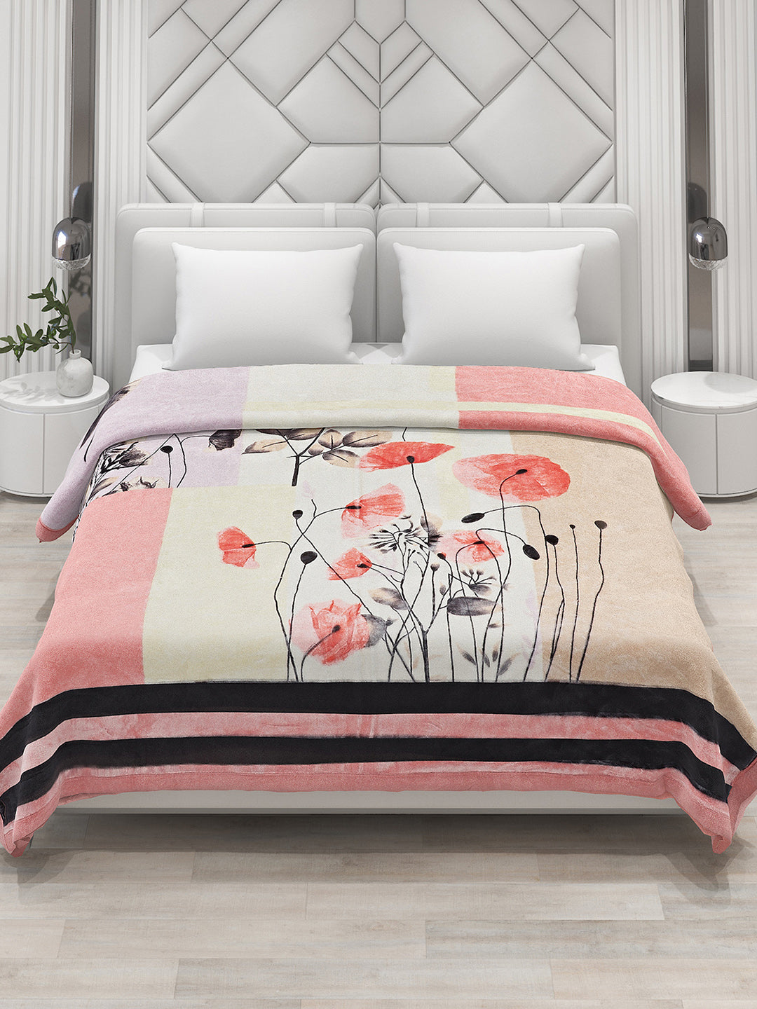 Printed Double Bed Blanket for Heavy Winter -3 Ply