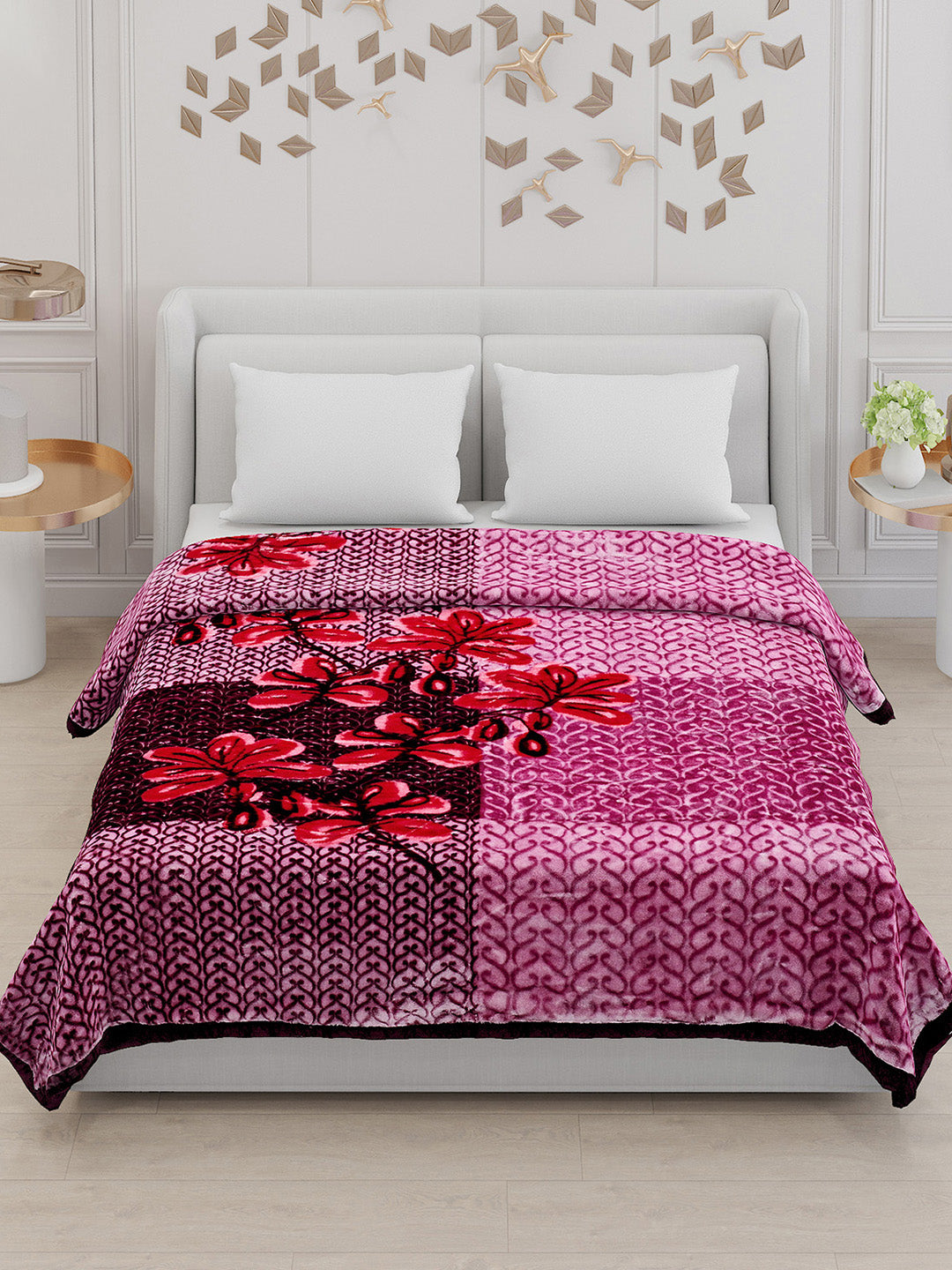 Printed Double Bed Blanket for Mild Winter -2 Ply