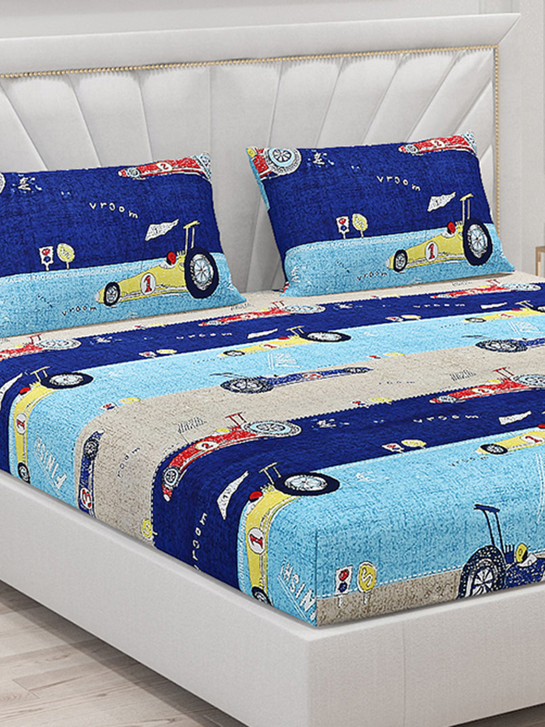 120 GSM  Polyester Double Bed Bedsheet with 2 Pillow Covers