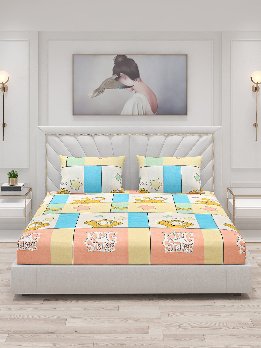 120 GSM  Polyester Double Bed Bedsheet with 2 Pillow Covers