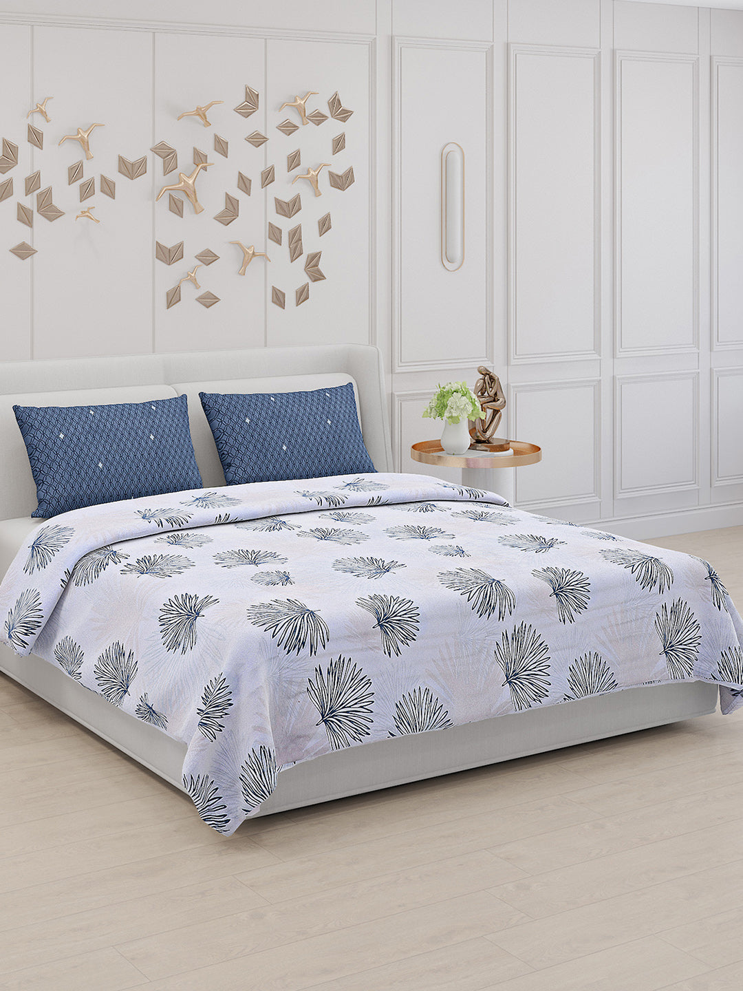 130 GSM Polyester Double Bed Bedsheet with 2 Pillow Covers