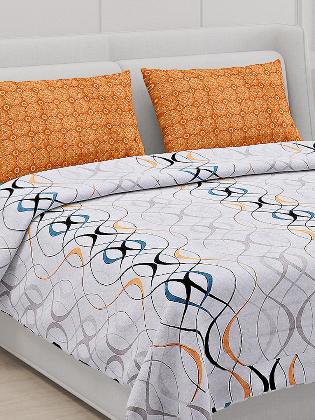 130 GSM Polyester Double Bed Bedsheet with 2 Pillow Covers