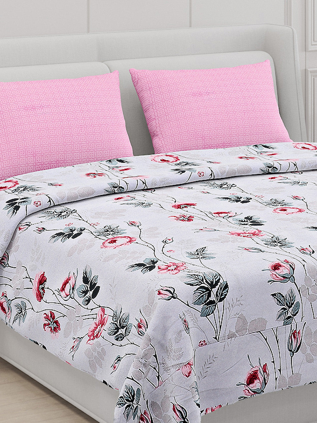 130 GSM Polyester Double Bed Bedsheet with 2 Pillow Covers