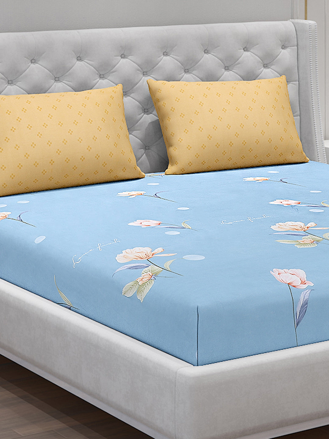 130 GSM Polyester Double Bed Bedsheet with 2 Pillow Covers