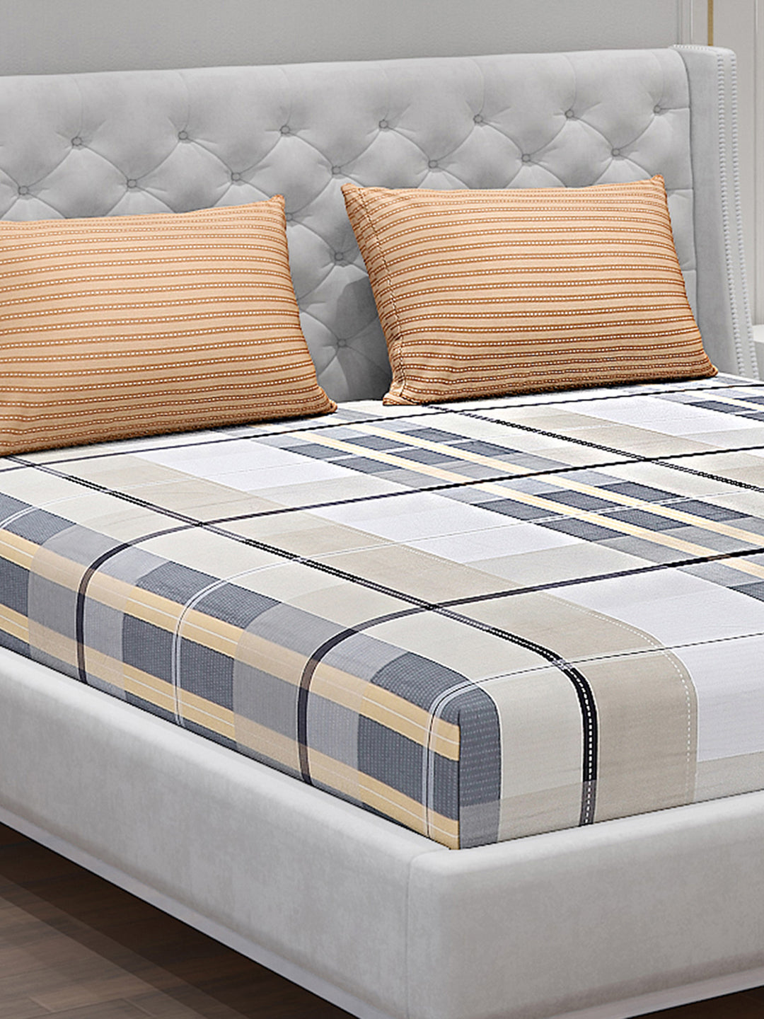 130 GSM Polyester Double Bed Bedsheet with 2 Pillow Covers