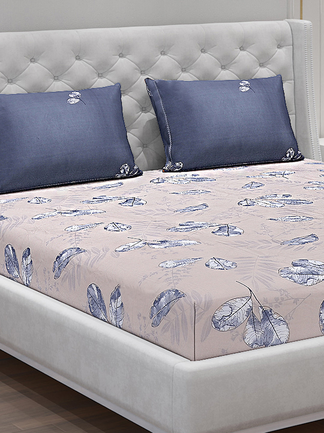 130 GSM Polyester Double Bed Bedsheet with 2 Pillow Covers