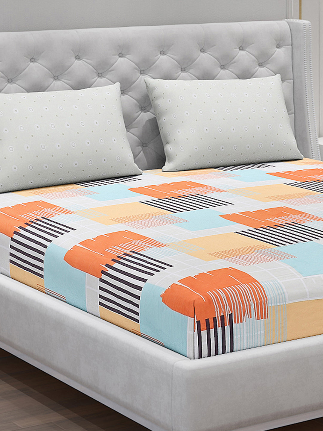 130 GSM Polyester Double Bed Bedsheet with 2 Pillow Covers