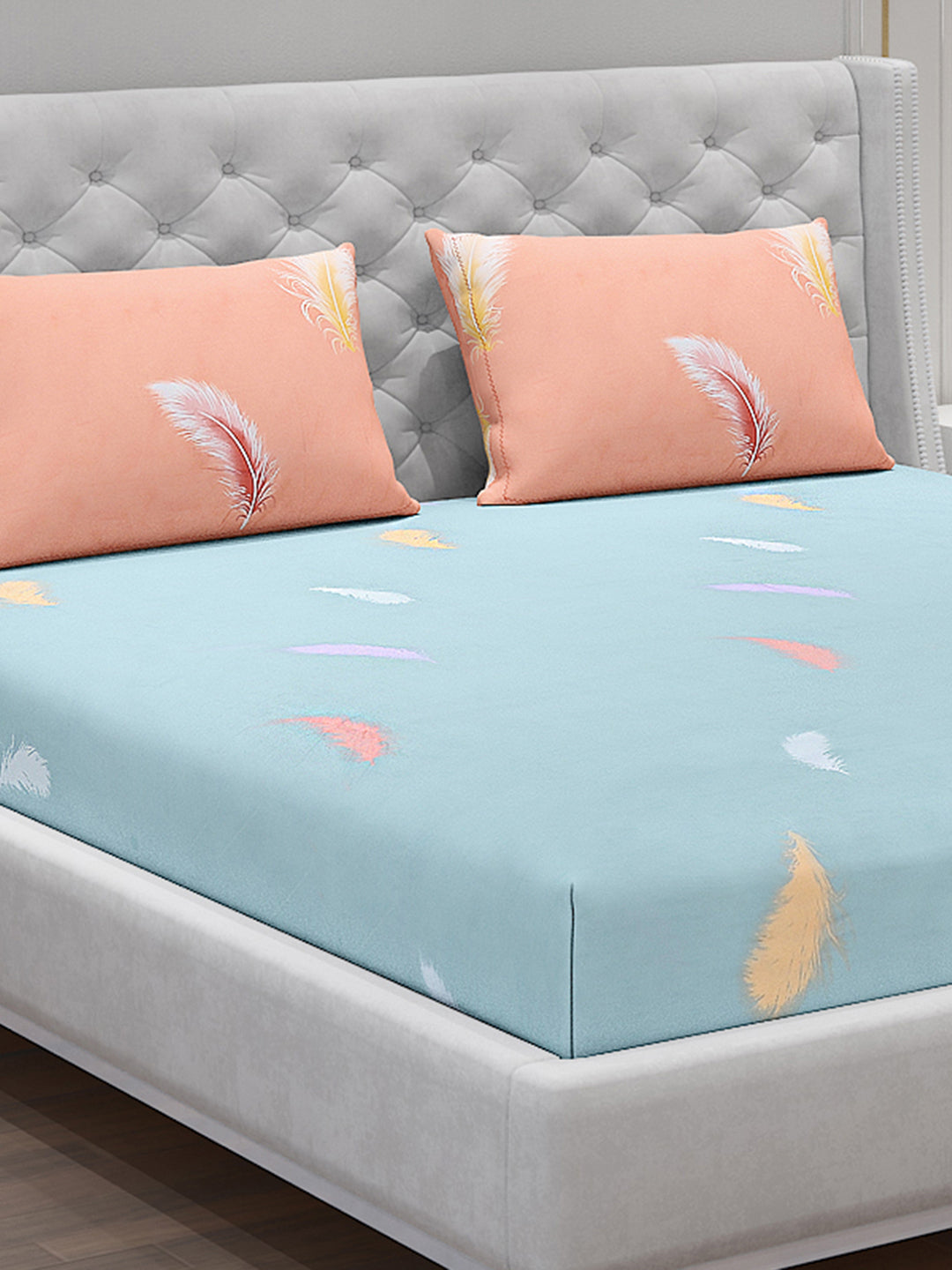 130 GSM Polyester Double Bed Bedsheet with 2 Pillow Covers