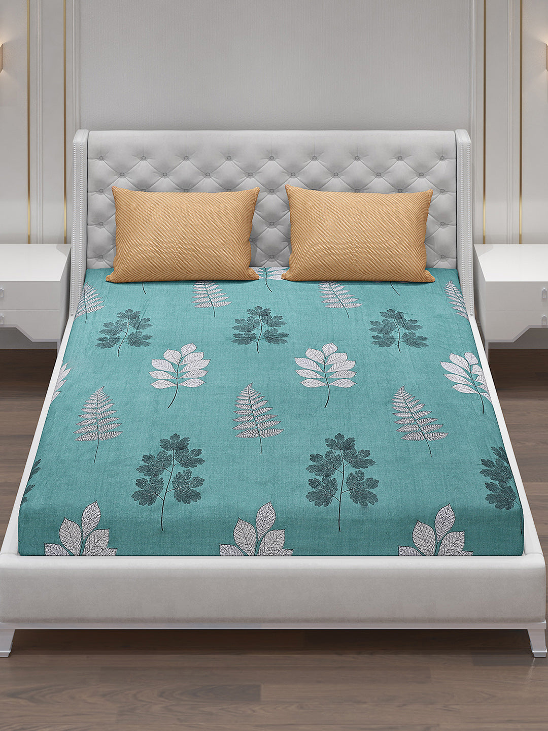 130 GSM Polyester Double Bed Bedsheet with 2 Pillow Covers