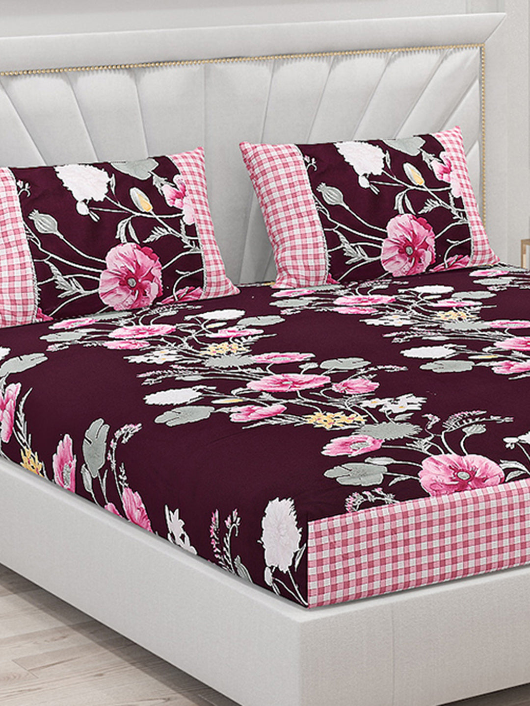 130 GSM Polyester Double Bed Bedsheet with 2 Pillow Covers