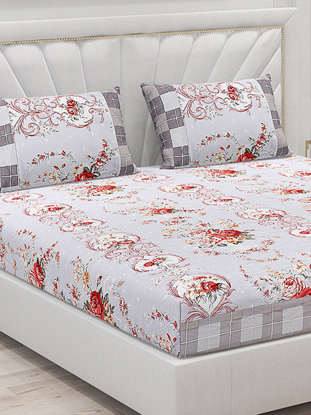 130 GSM Polyester Double Bed Bedsheet with 2 Pillow Covers