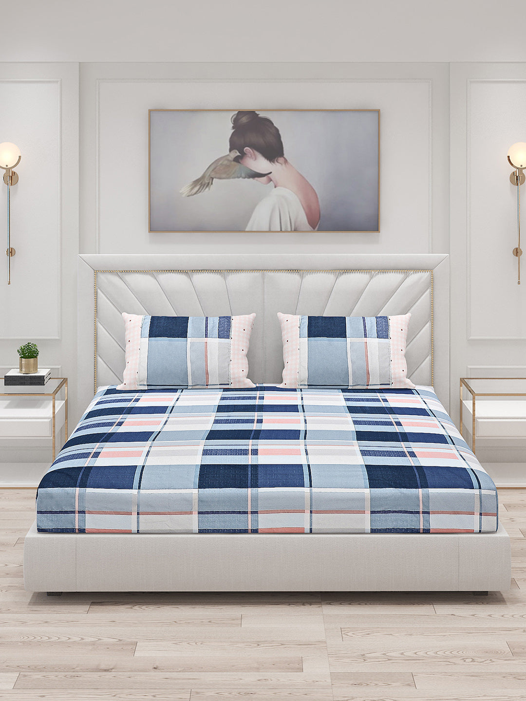 130 GSM Polyester Double Bed Bedsheet with 2 Pillow Covers