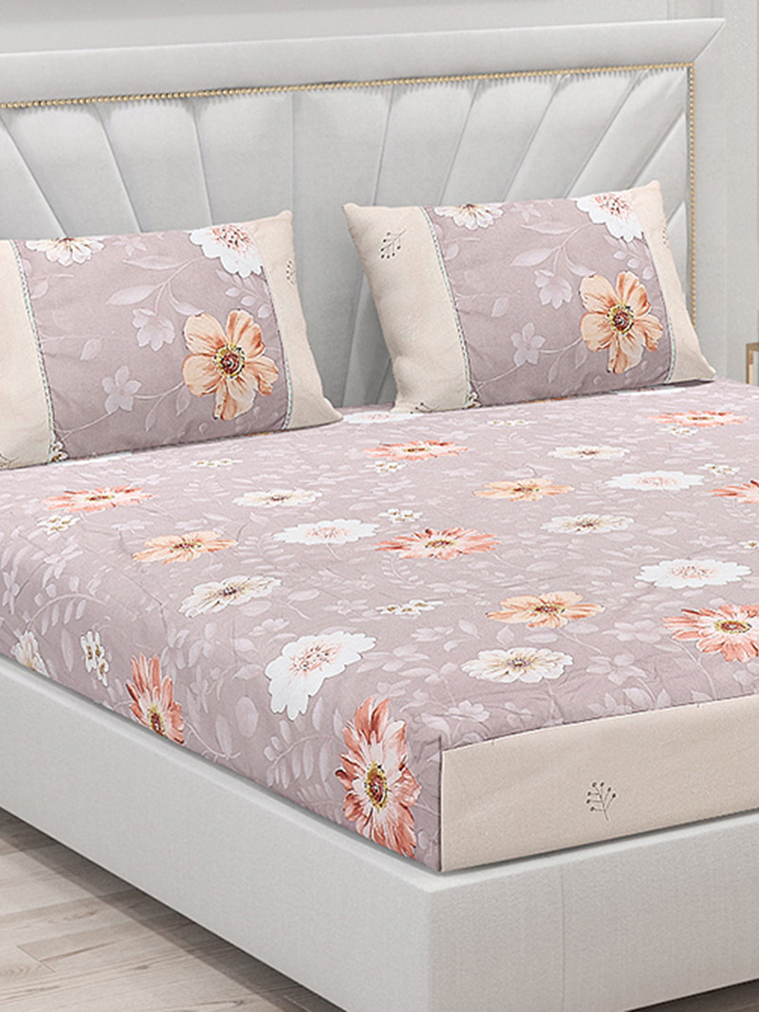 130 GSM Polyester Double Bed Bedsheet with 2 Pillow Covers