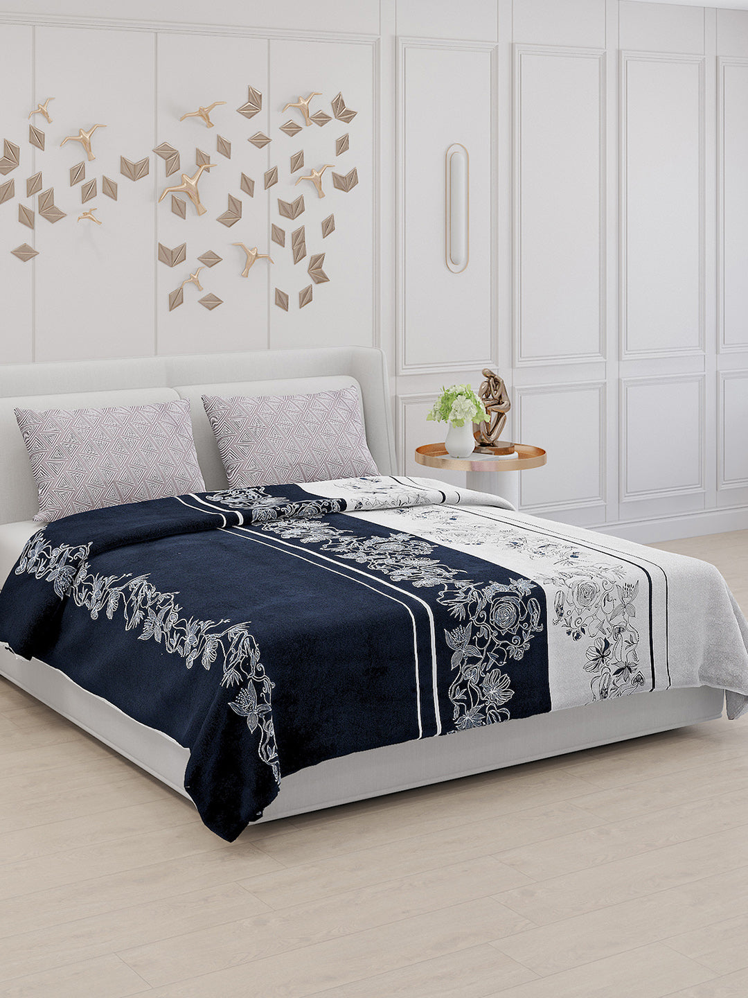 130 GSM Polyester Double Bed Bedsheet with 2 Pillow Covers