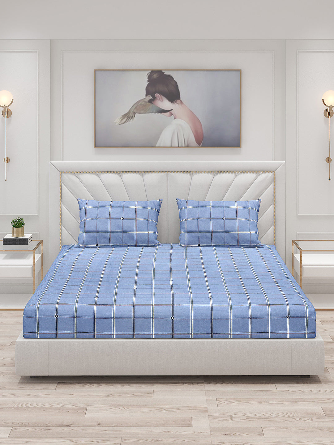 130 GSM Polyester Double Bed Bedsheet with 2 Pillow Covers