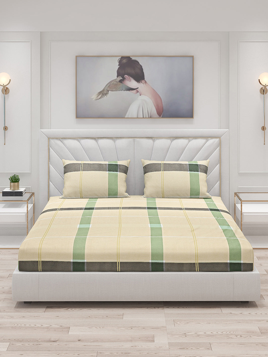 130 GSM Polyester Double Bed Bedsheet with 2 Pillow Covers