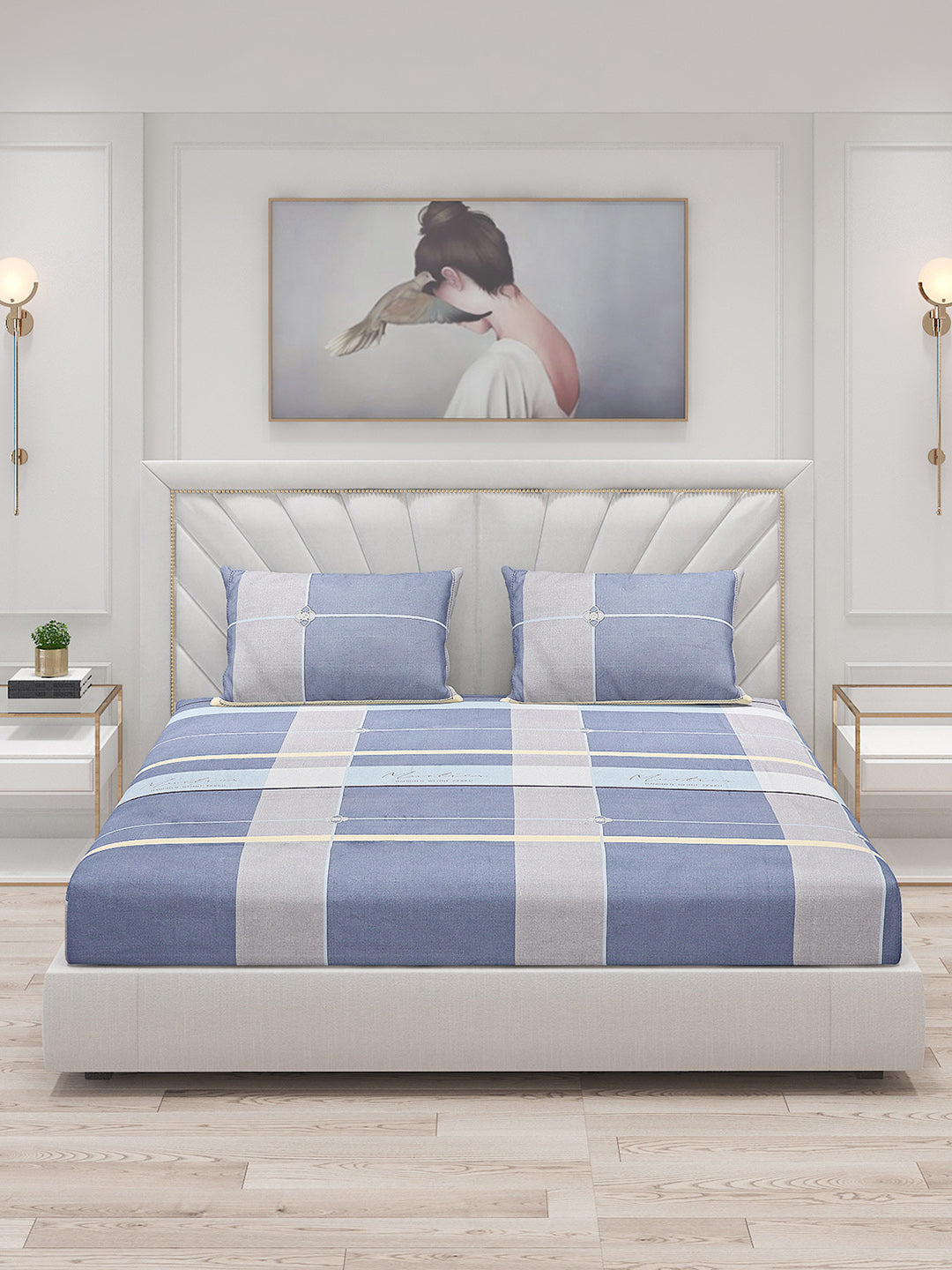 130 GSM Polyester Double Bed Bedsheet with 2 Pillow Covers