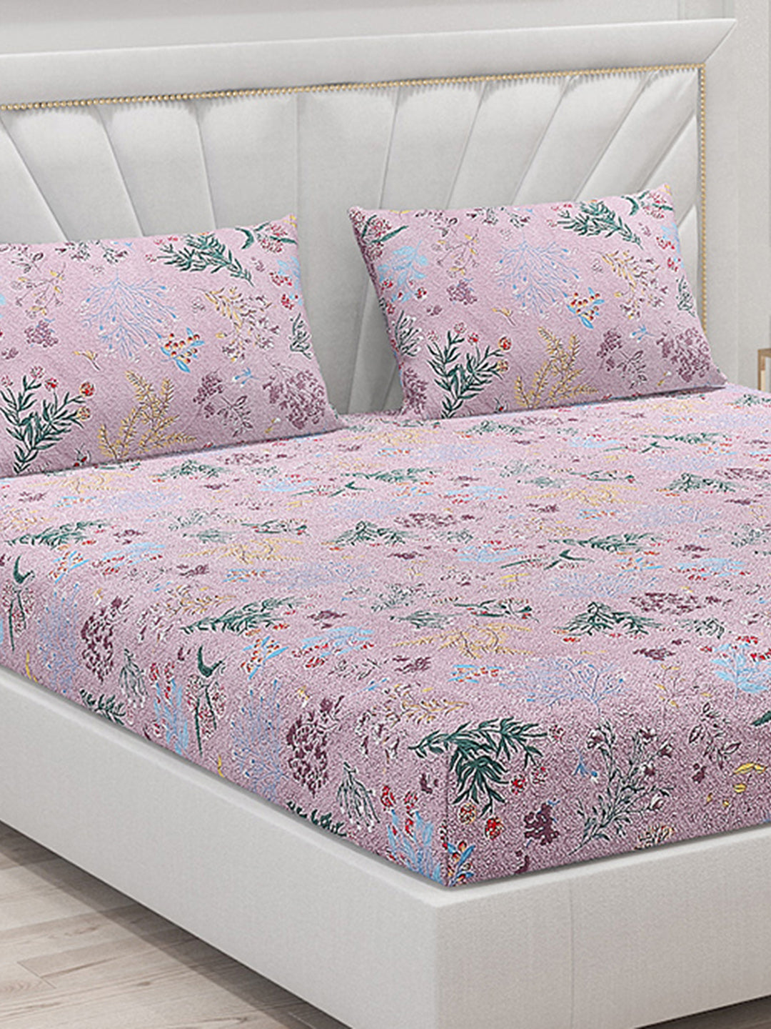 130 GSM Polyester Double Bed Bedsheet with 2 Pillow Covers