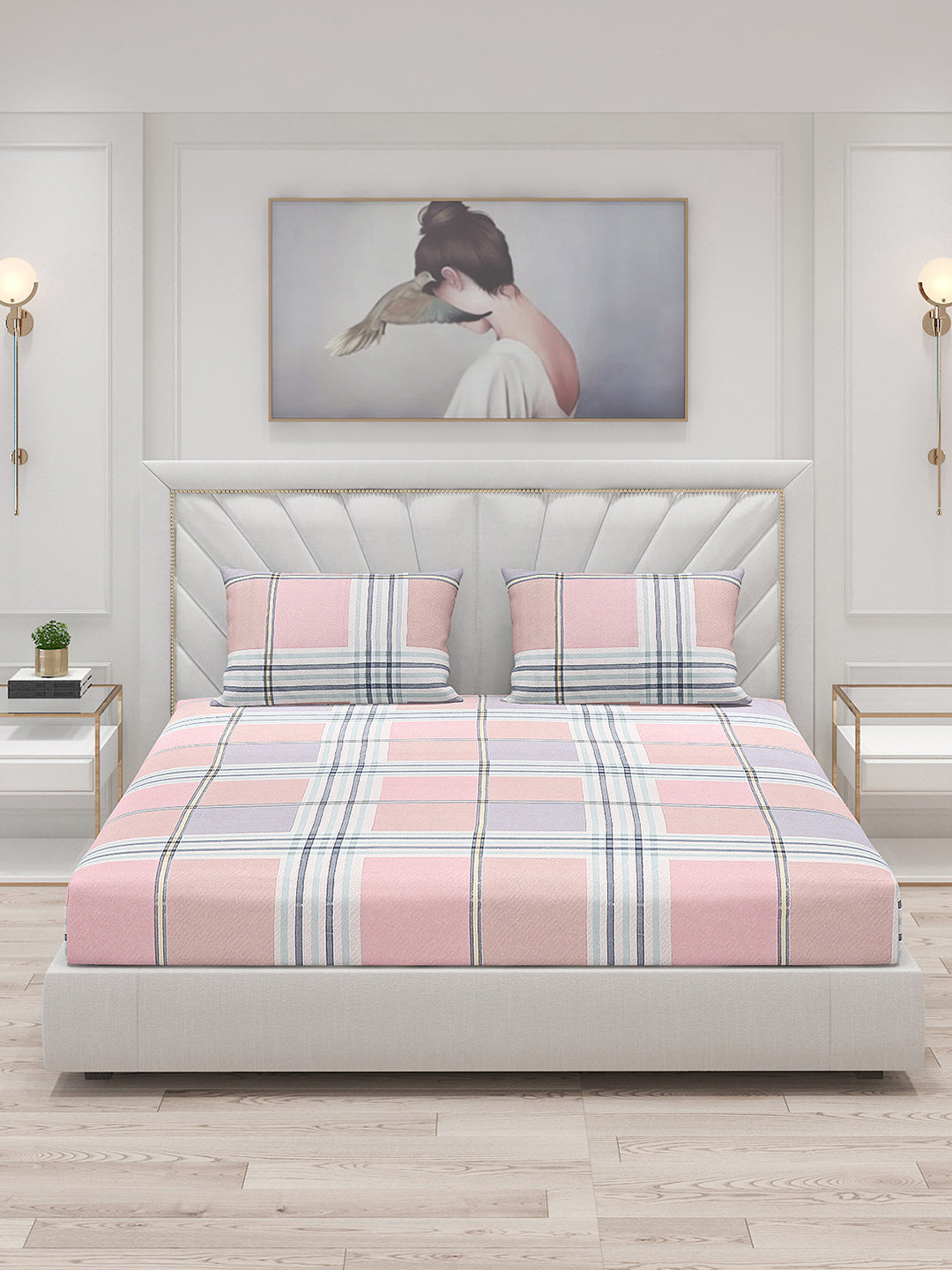 130 GSM Polyester Double Bed Bedsheet with 2 Pillow Covers