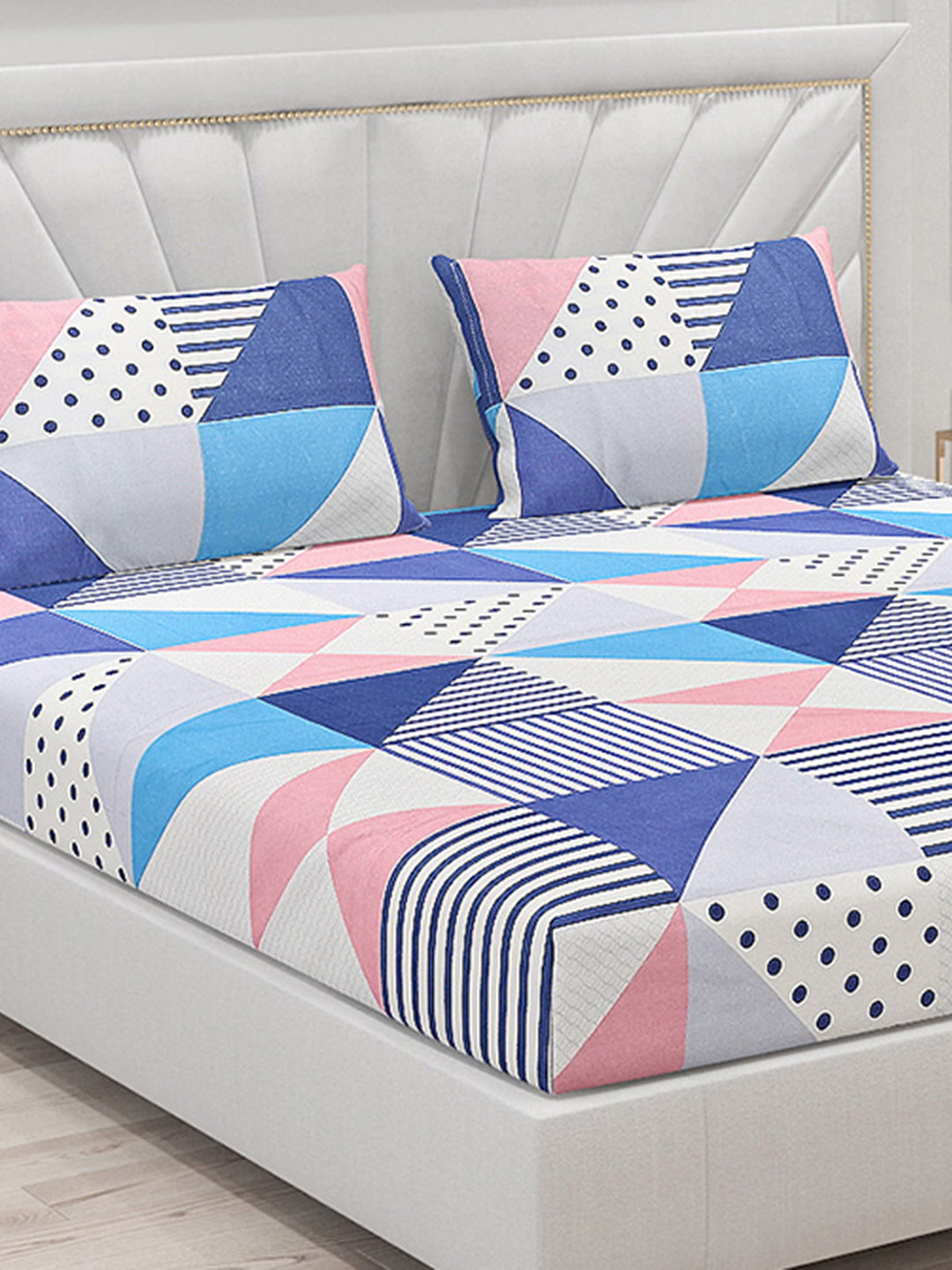 130 GSM Polyester Double Bed Bedsheet with 2 Pillow Covers