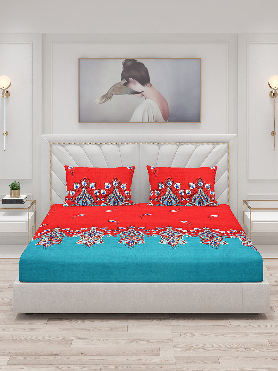 120 GSM  Polyester Double Bed Bedsheet with 2 Pillow Covers