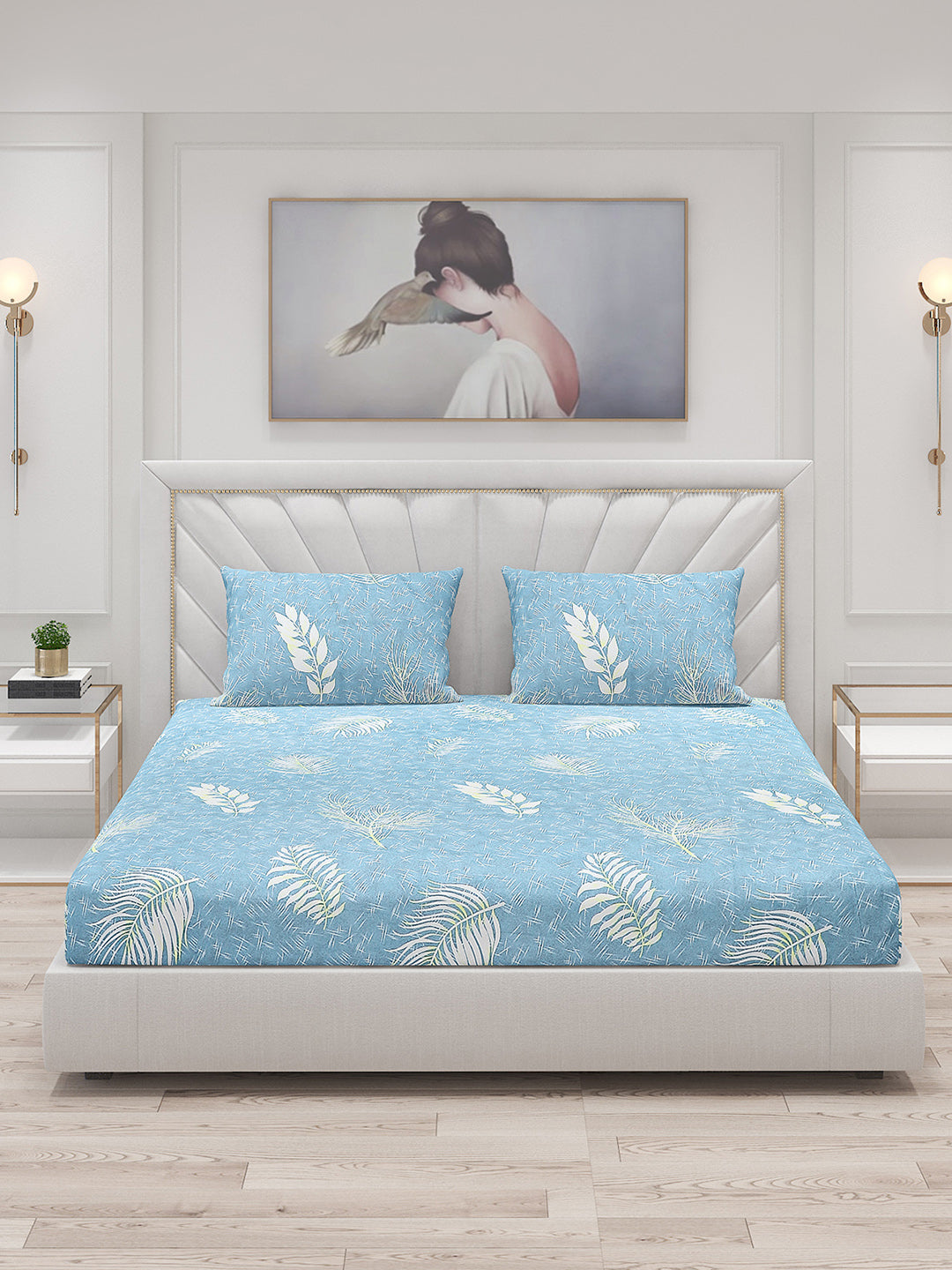 120 GSM  Polyester Double Bed Bedsheet with 2 Pillow Covers