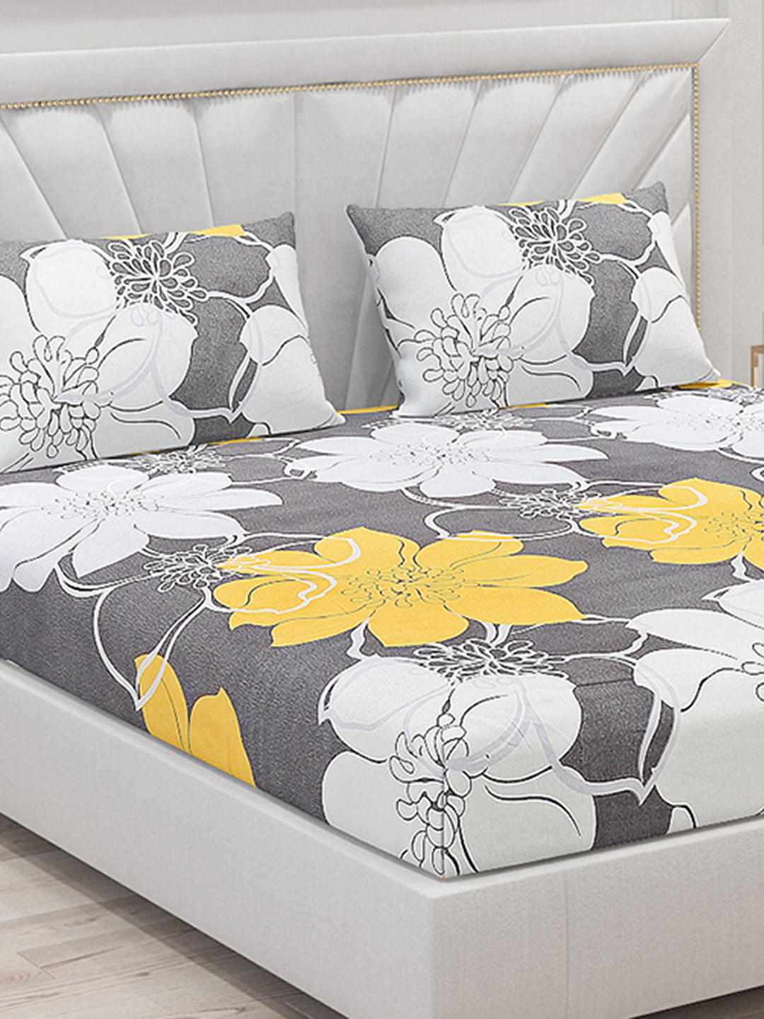 120 GSM  Polyester Double Bed Bedsheet with 2 Pillow Covers