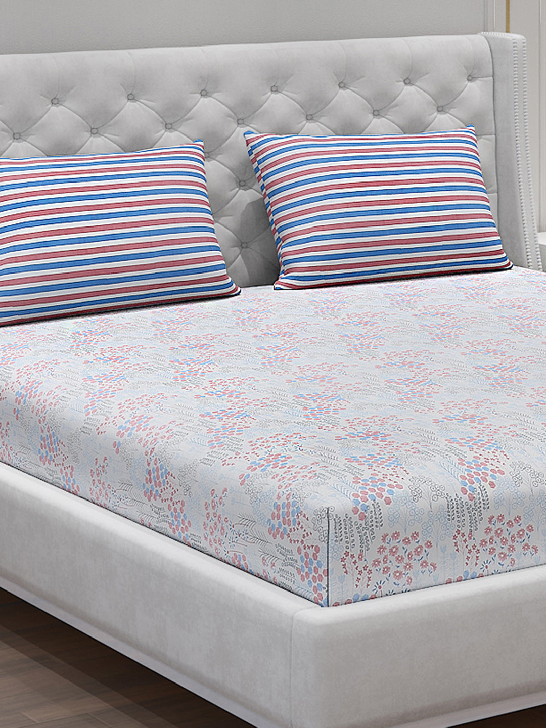 120 GSM  Polyester Double Bed Bedsheet with 2 Pillow Covers