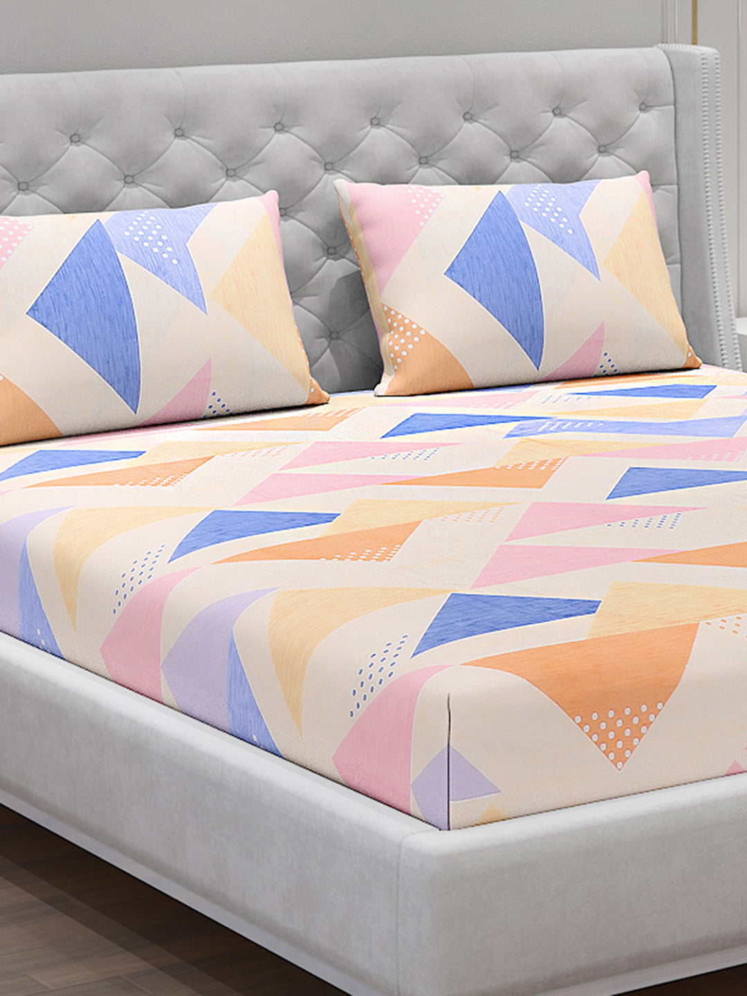 120 GSM  Polyester Double Bed Bedsheet with 2 Pillow Covers