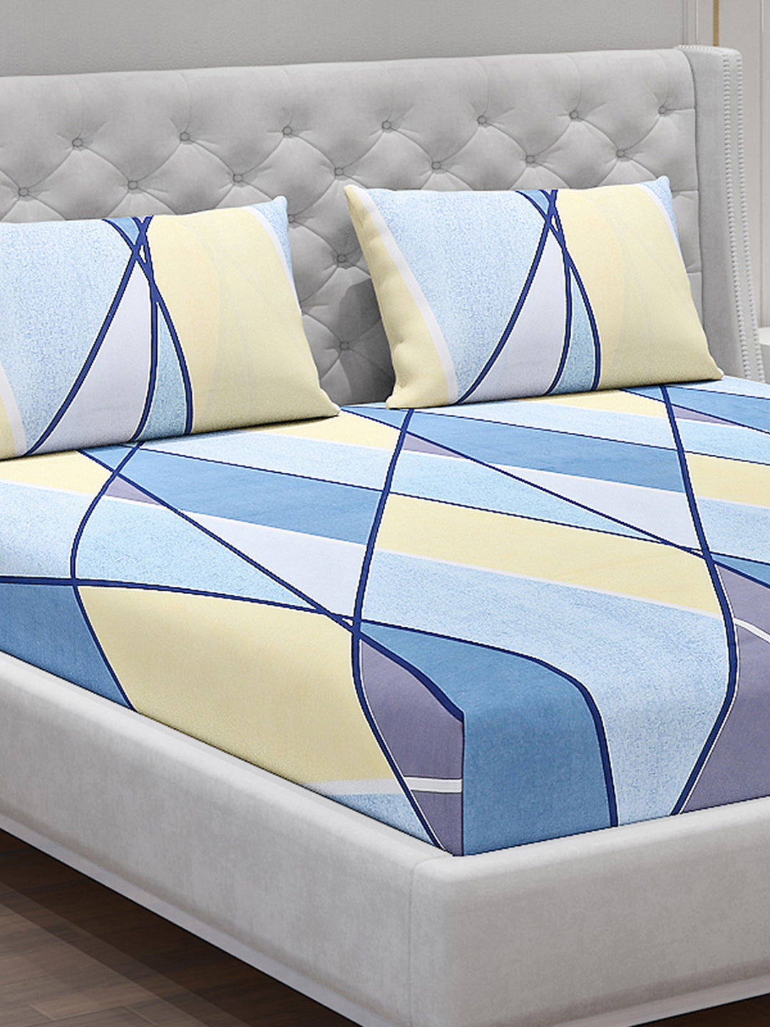 120 GSM  Polyester Double Bed Bedsheet with 2 Pillow Covers