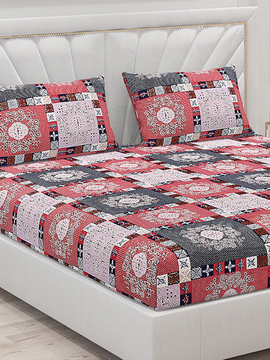 145 GSM Polyester Double Bed Bedsheet with 2 Pillow Covers