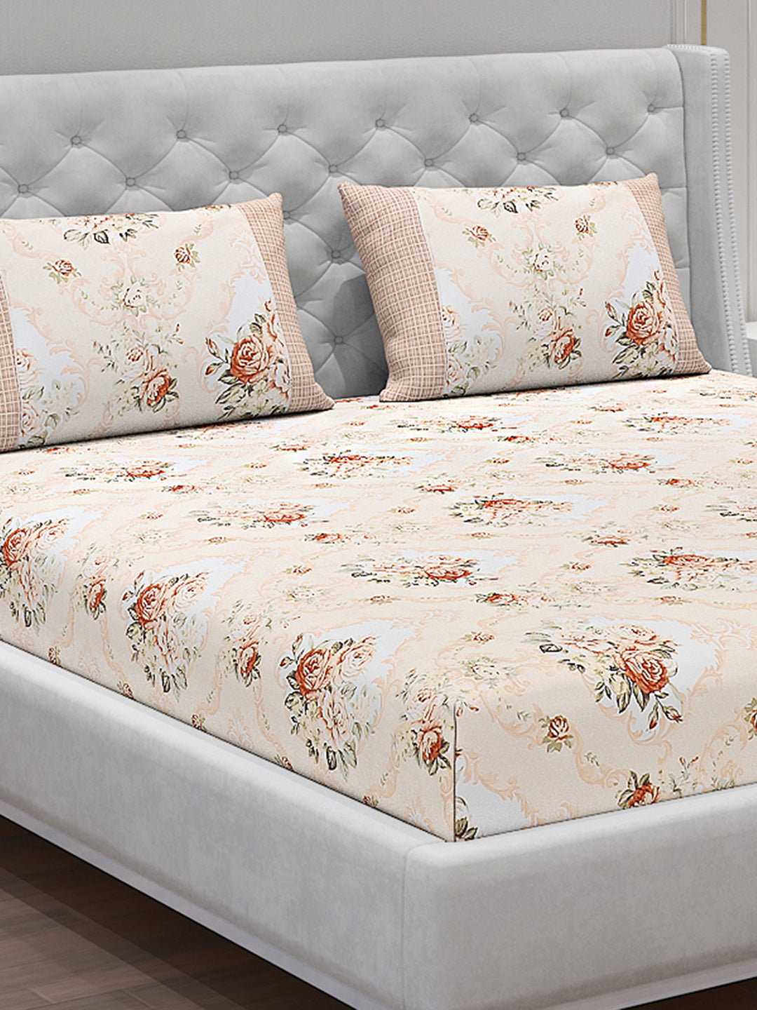 130 GSM Polyester Double Bed Bedsheet with 2 Pillow Covers