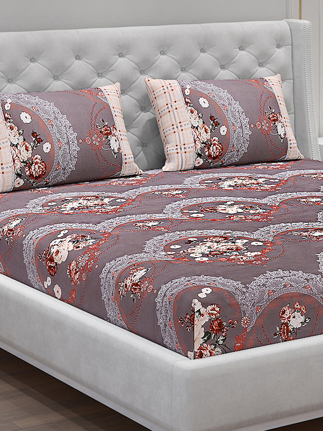 130 GSM Polyester Double Bed Bedsheet with 2 Pillow Covers