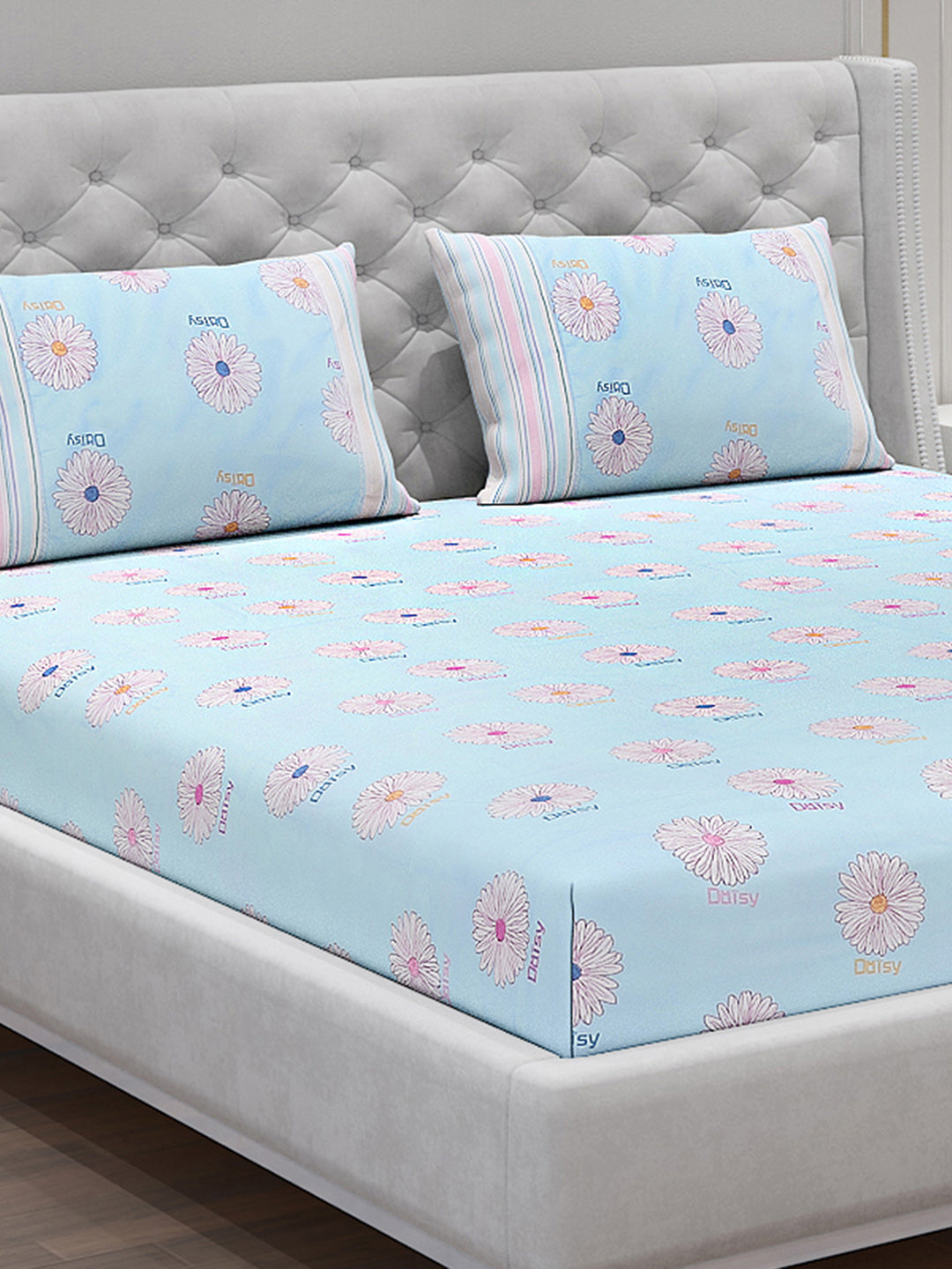 130 GSM Polyester Double Bed Bedsheet with 2 Pillow Covers